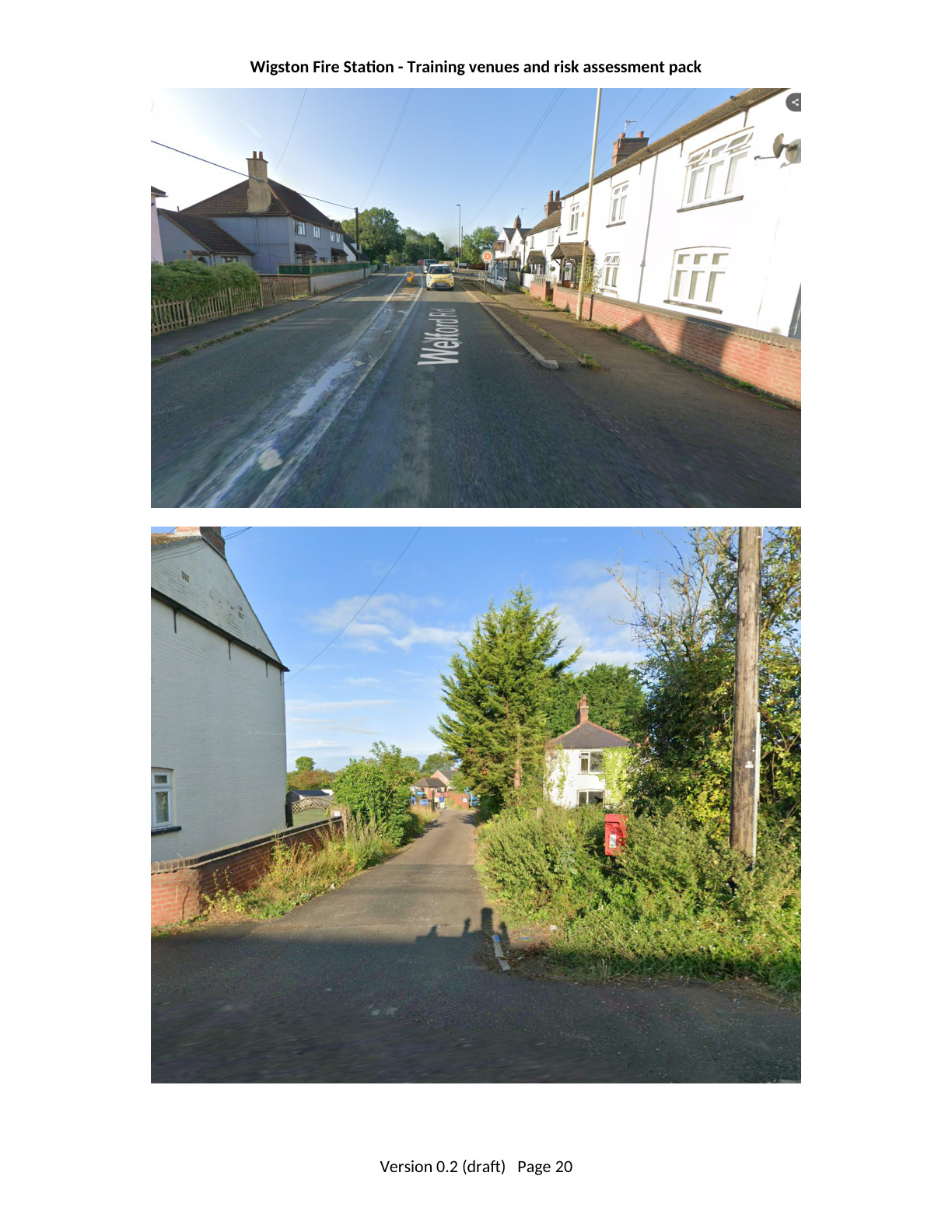 Page 20 of the Wigston Fire Station Training Venues and Risk Assessment Pack